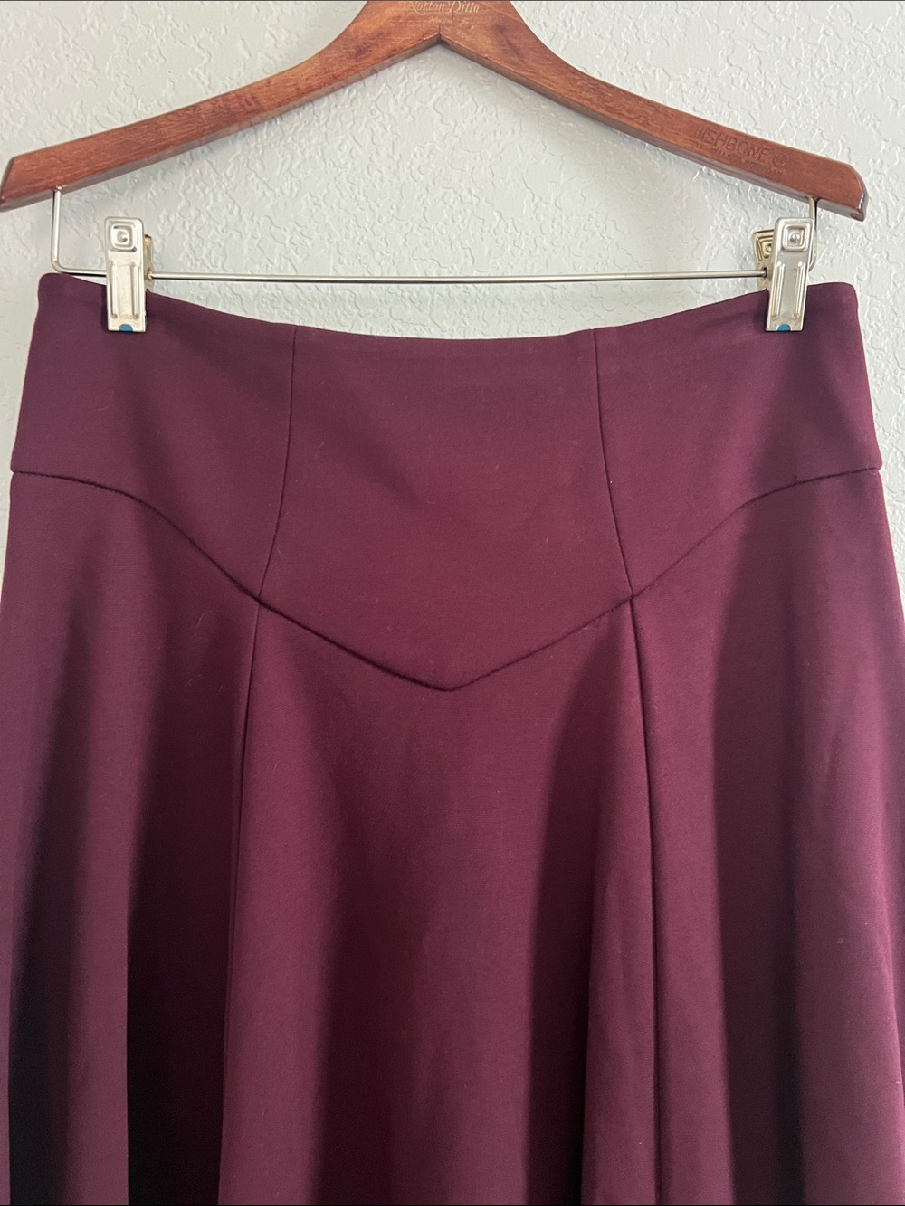 Anne Fontaine Burgundy Pavei Flare Midi Skirt - Size 42 (US 10) - Picture 4 of 11
